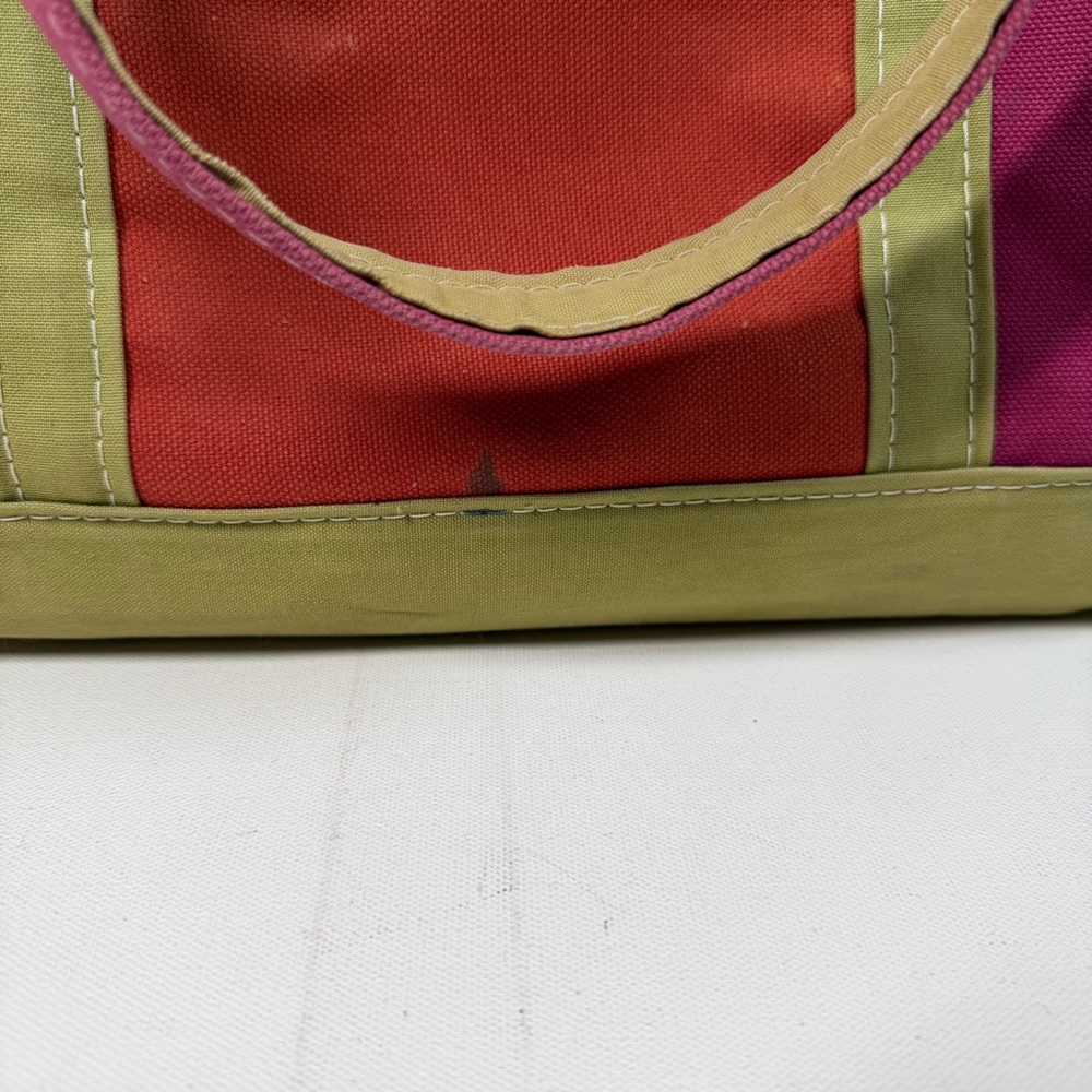 LL bean Boat And Tote Vintage Bag Large Color Block Monogram Canvas Fuchsia - Picture 12 of 16